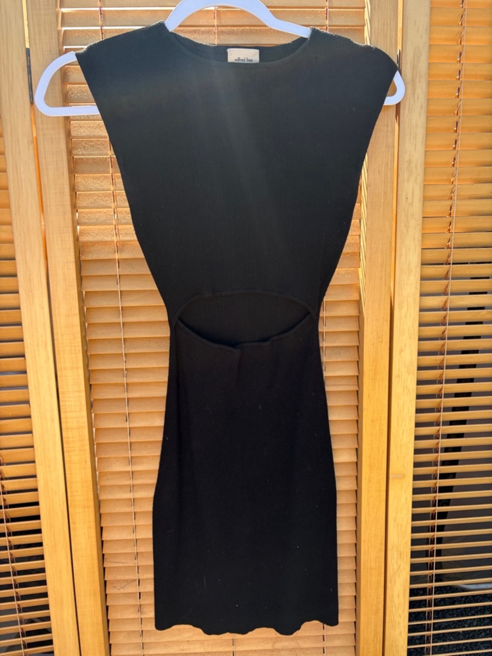 Wilfred Black Ribbed Mini Dress with Waist Cutout